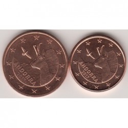 Monedas 1 y 2 ctms Andorra...